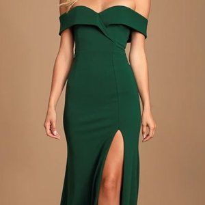 Song of Love Hunter Green Off-the-Shoulder Maxi Dress